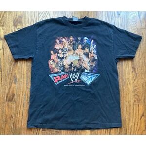 Vintage WWE Raw Smackdown Shirt Size XL Black Double Sided Y2K Wrestlemania